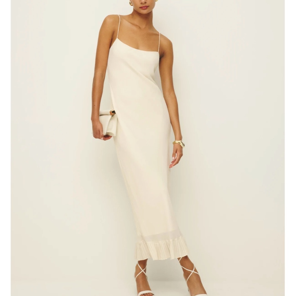 BEST Reformation Suki Midi Dress - Fior Di Latte Cream Wedding Party Cocktail - Picture 3 of 10